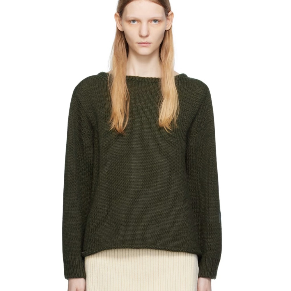 OPEN YY Green Boat Neck Sweater